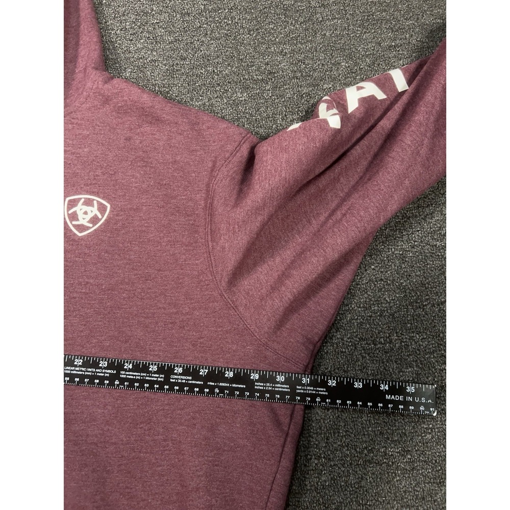 Ariat Pullover Hooded Sweatshirt Men's 3XL Burgundy Drawstrings Heavyweight Logo - Picture 7 of 7